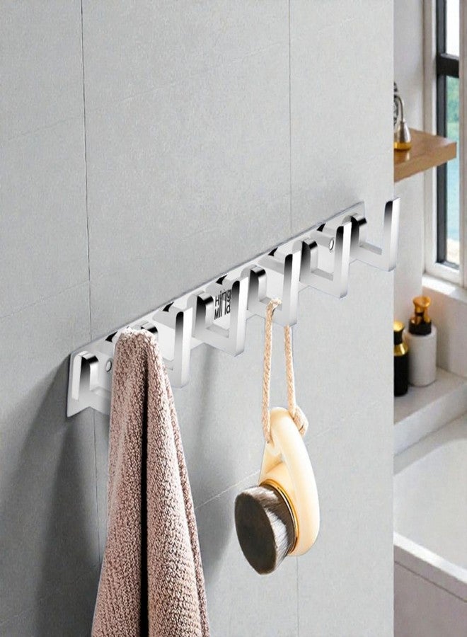 HingeMinds Stainless Steel Cloth Hanger for Wall, Clothes Hook Hangers Door Mounted, Bathroom Hooks for Hanging Towel, Wall Mount Shirt Hangers, Dress Holder Hooks - 6 Pin-XL, Pack of 2, Silver - Image 4